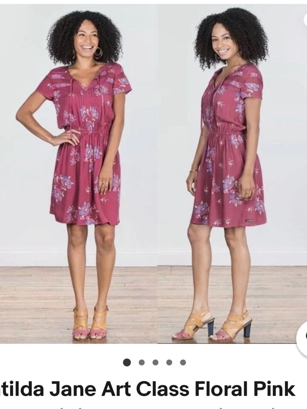 Matilda Jane Art Class Floral Short Sleeve Dress - Pink